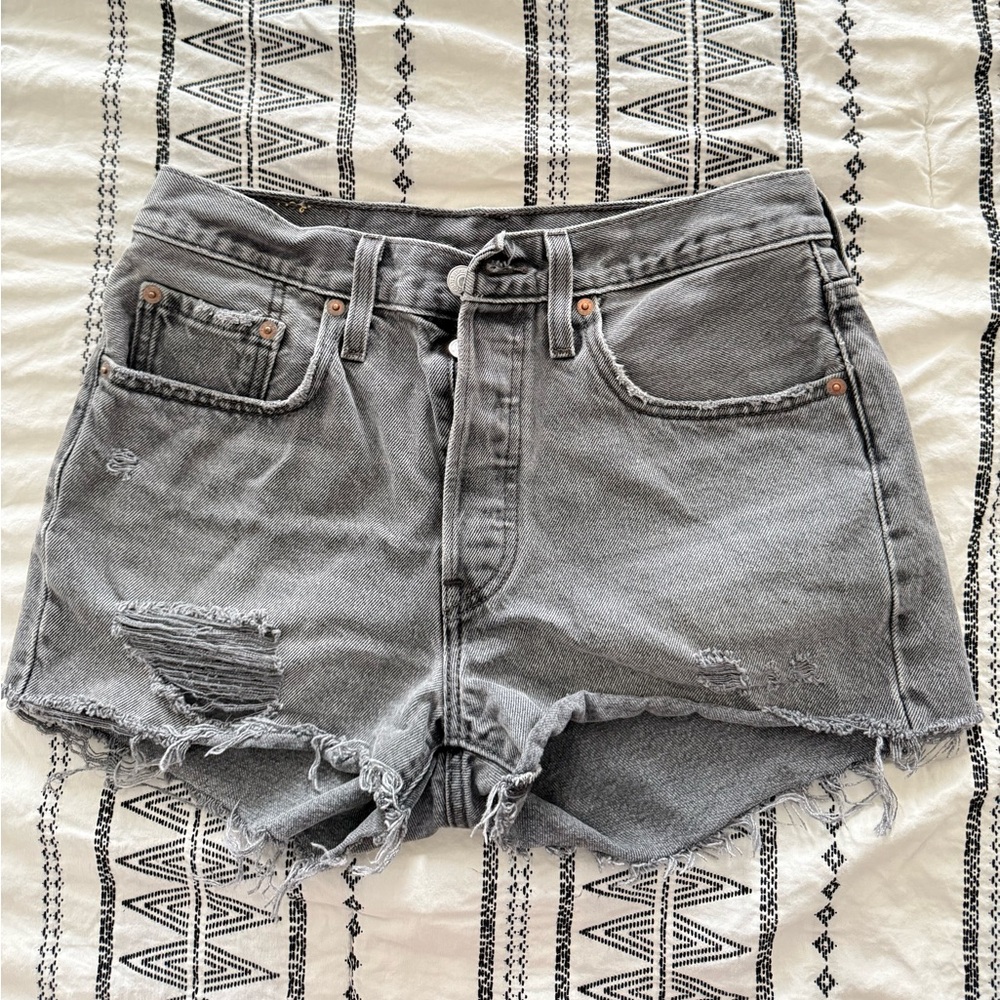 Levi's Gray Distressed Jean Shorts
